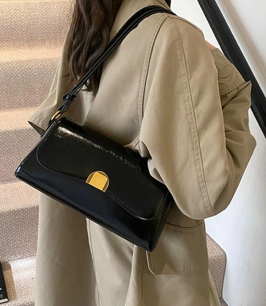 Trendy Shoulder Crossbody Bag for Women Y2k Vegan Leather Tote Purses Small Handbags Ladies Underarm Satchels
