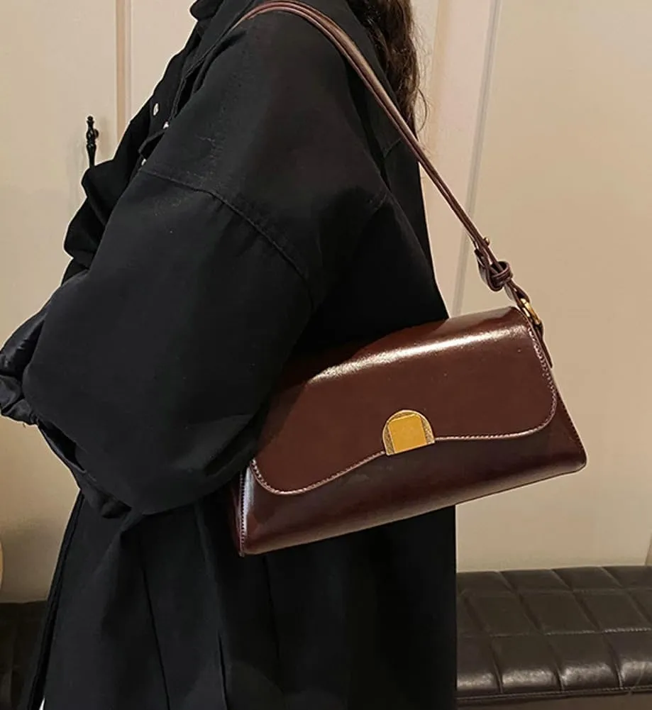 Trendy Shoulder Crossbody Bag for Women Y2k Vegan Leather Tote Purses Small Handbags Ladies Underarm Satchels