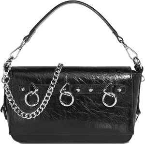 Trendy Vegan Leather Crossbody Purses for Women Small Y2k Rivet Shoulder Tote Bag Satchels Handbags with Chain