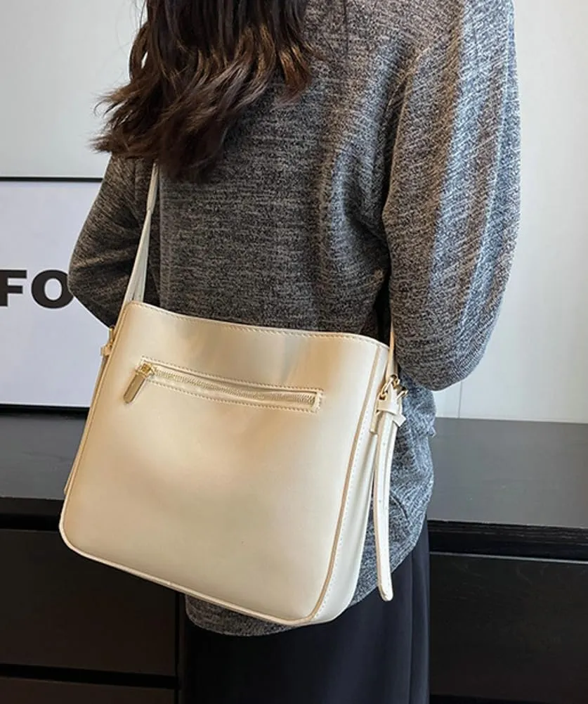 Trendy Vegan Leather Shoulder Bag for Women Small Bucket Tote Purse Ladies Working Crossbody Bag Satchels
