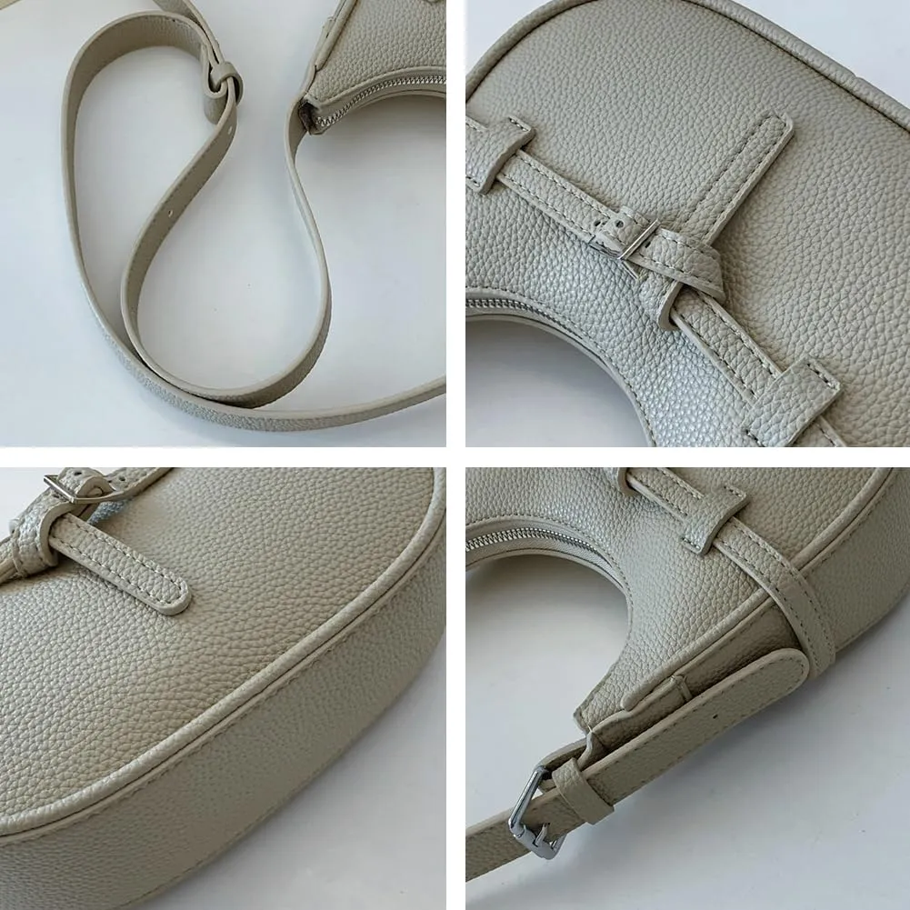 Trendy Vegan Leather Shoulder Bag for Women Small Y2k Crossbody Tote Purse Dumpling Handbags Crescent Satchels
