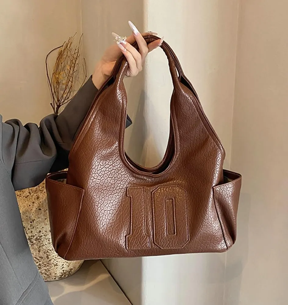 Trendy Vegan Leather Shoulder Bag for Women Top Handle Handbag Y2K Large Tote Purse Working Underarm Satchels