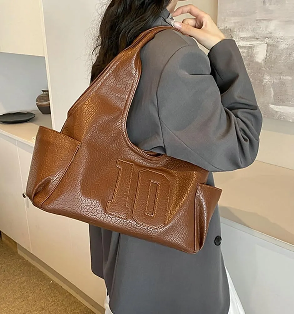Trendy Vegan Leather Shoulder Bag for Women Top Handle Handbag Y2K Large Tote Purse Working Underarm Satchels