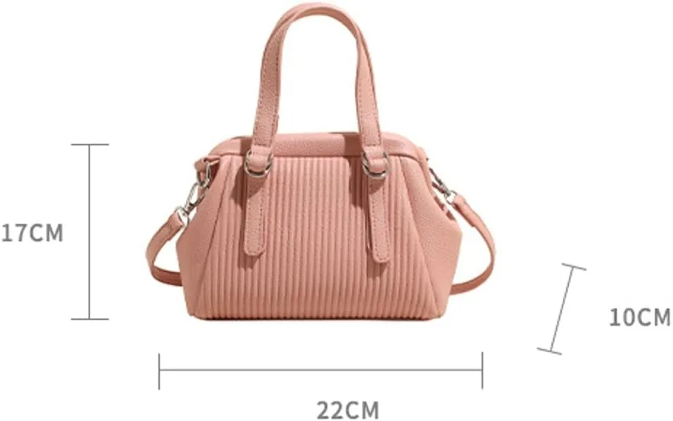 Trendy Vegan Leather Shoulder Crossbody Bag for Women Small Y2k Pleated Handbags Clutch Purse Top Handle Satchels