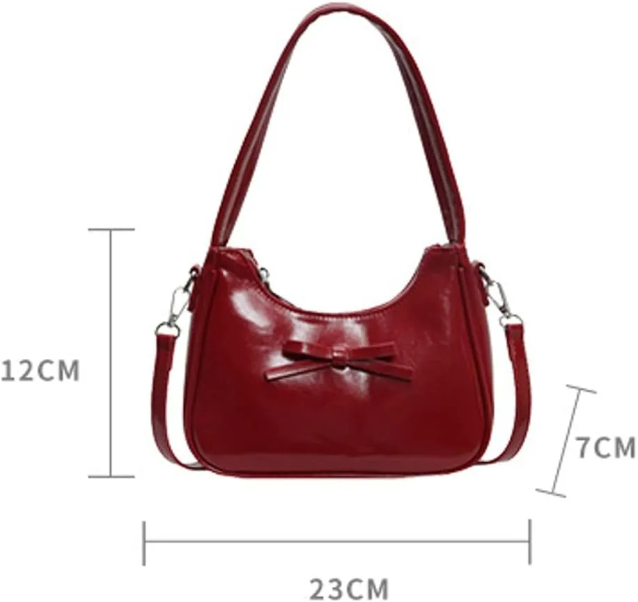Trendy Vegan Leather Shoulder Crossbody Bag for Women Small Y2k Tote Purse Cute Handbags Top Handle Satchels
