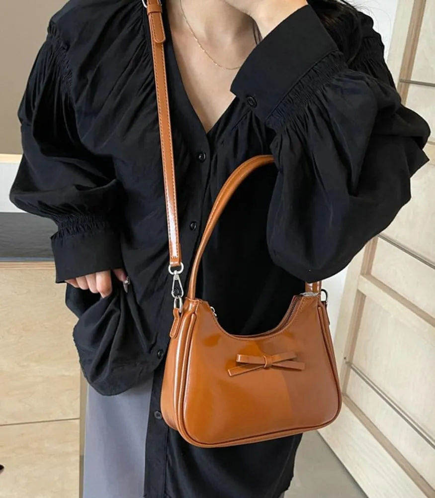 Trendy Vegan Leather Shoulder Crossbody Bag for Women Small Y2k Tote Purse Cute Handbags Top Handle Satchels