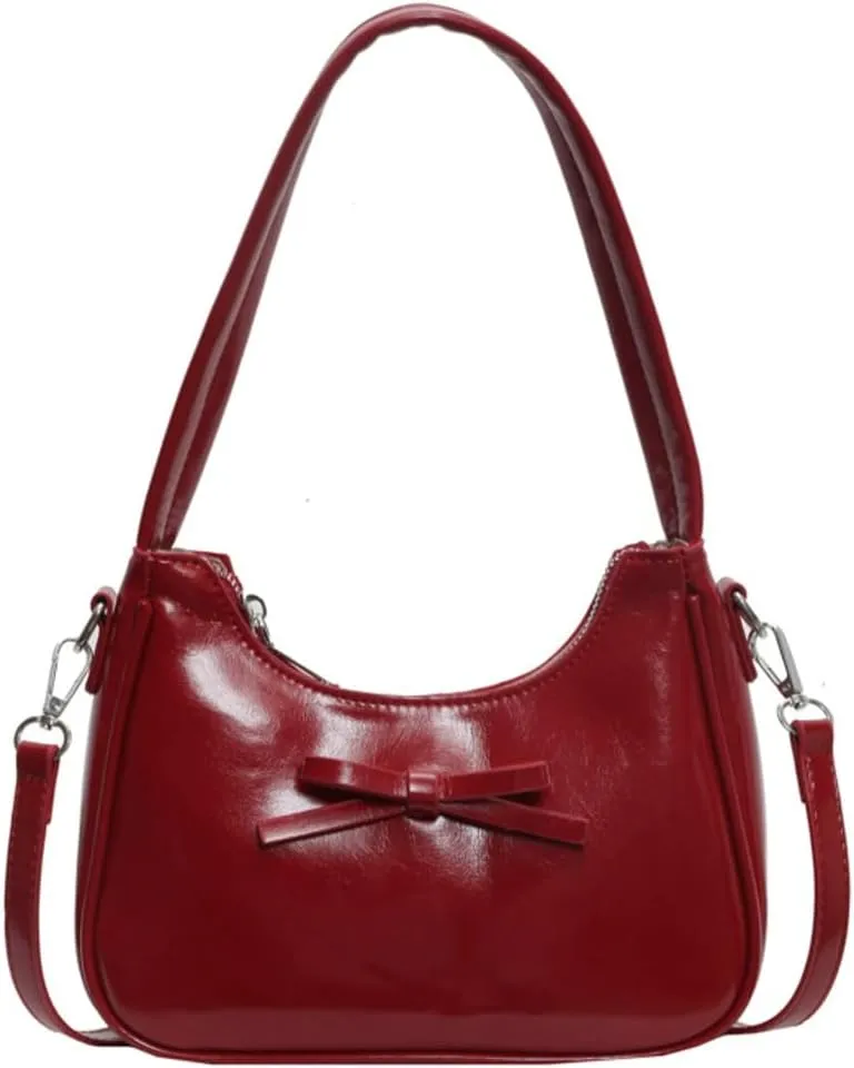 Trendy Vegan Leather Shoulder Crossbody Bag for Women Small Y2k Tote Purse Cute Handbags Top Handle Satchels