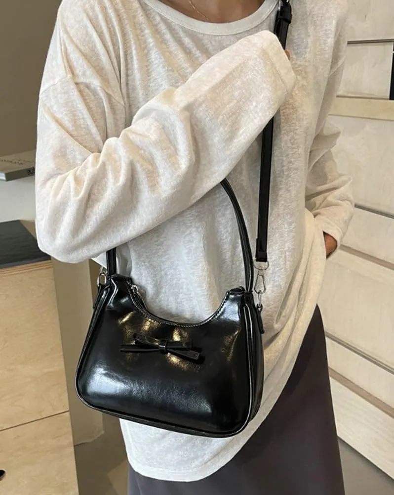 Trendy Vegan Leather Shoulder Crossbody Bag for Women Small Y2k Tote Purse Cute Handbags Top Handle Satchels