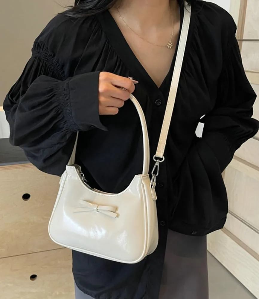 Trendy Vegan Leather Shoulder Crossbody Bag for Women Small Y2k Tote Purse Cute Handbags Top Handle Satchels