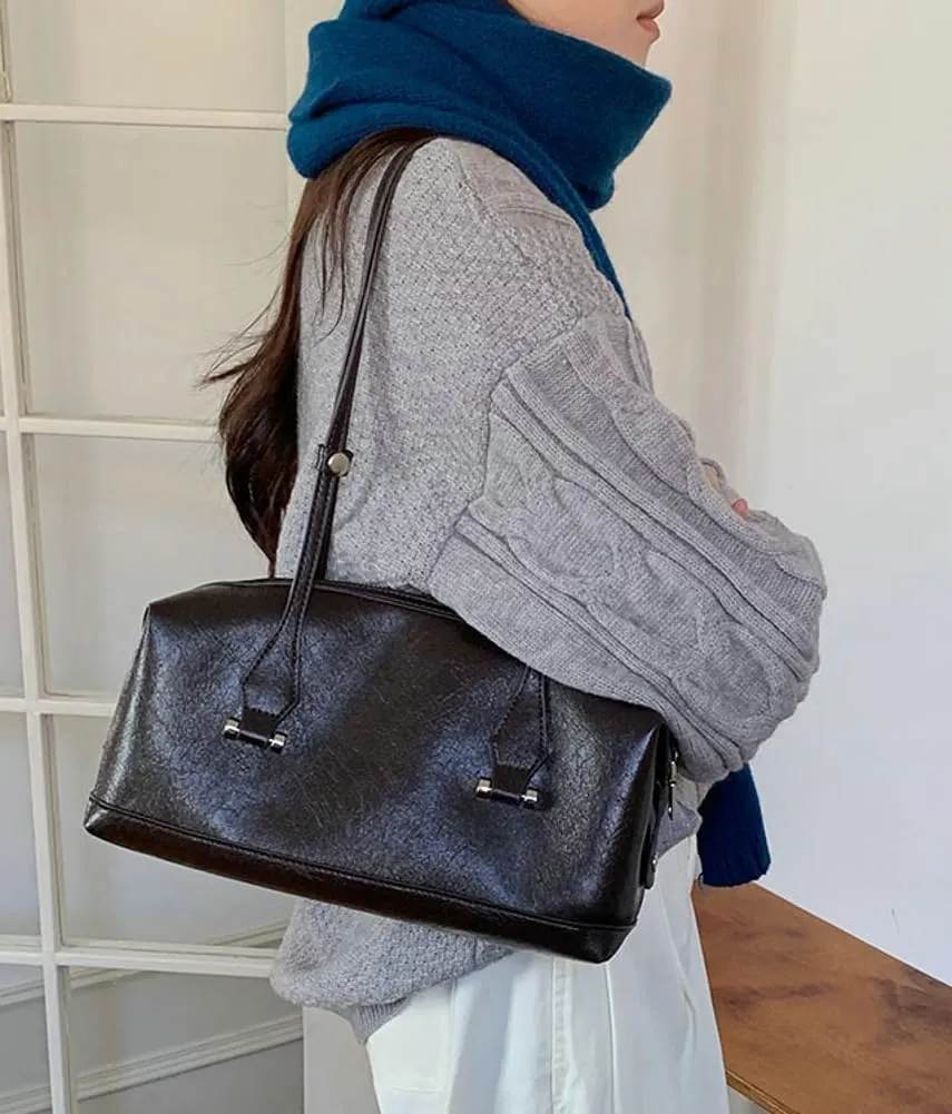 Trendy Vegan Leather Shoulder Tote Bag for Women Large Working Shopping Handbags Casual Ladies Top Handle Satchels