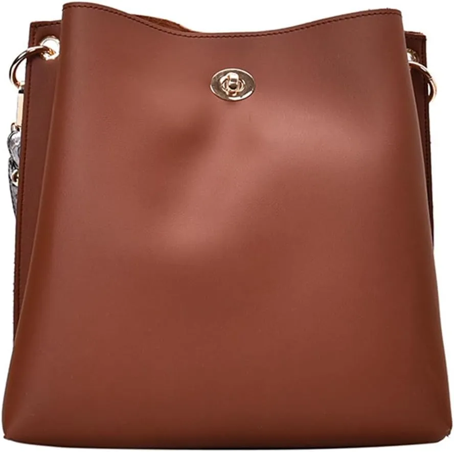 Trendy Womens Vegan Leather Bucket Bag Large Crossbody Shoulder Handbag Tote Purse Satchels for Shopping Work