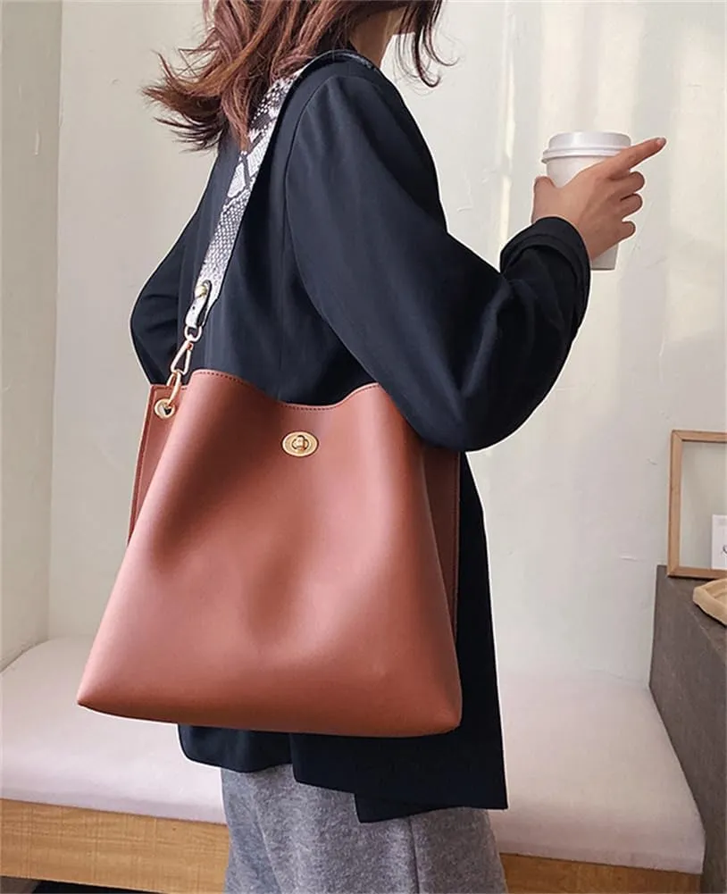 Trendy Womens Vegan Leather Bucket Bag Large Crossbody Shoulder Handbag Tote Purse Satchels for Shopping Work