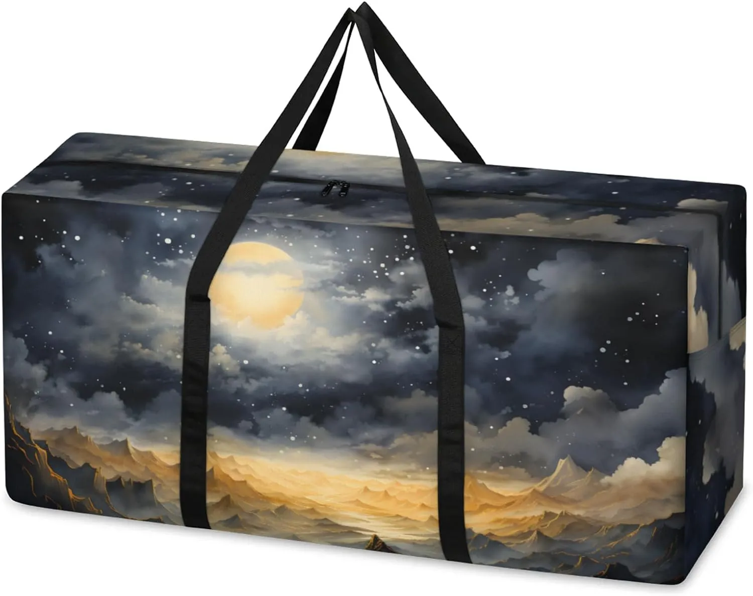 Universe Galaxy Extra Large Moving Bags Heavy Duty Storage Bags Watercolor Galaxy Cloth Wrap Around Handles Double Zipper Reusable Convenient Foldable Storage Tote for Travel Camping Space Save