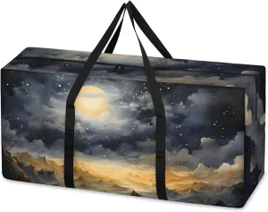 Universe Galaxy Extra Large Moving Bags Heavy Duty Storage Bags Watercolor Galaxy Cloth Wrap Around Handles Double Zipper Reusable Convenient Foldable Storage Tote for Travel Camping Space Save
