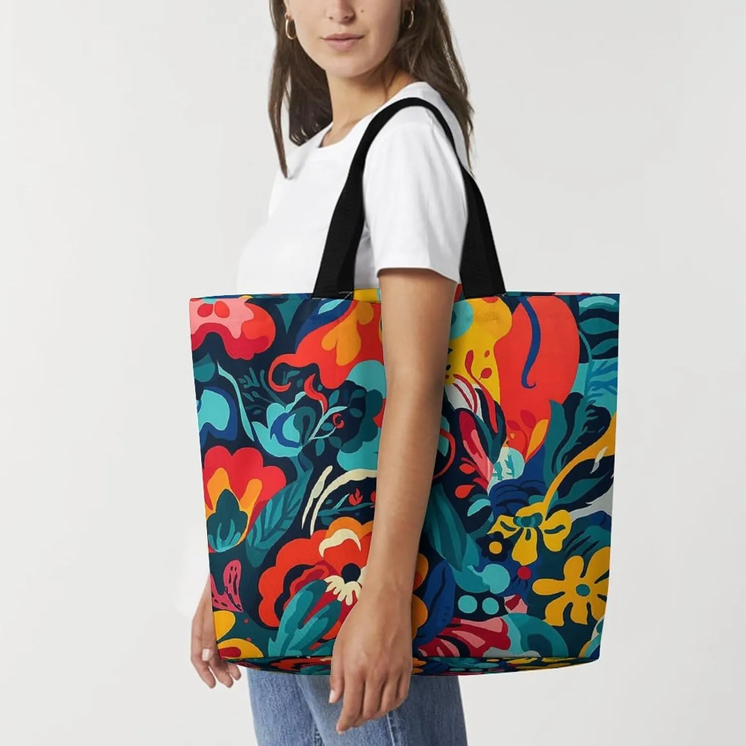 Usa Flag Beach Bag Reusable Tote Bag Foldable Grocery Bags Women Shopping Bags for Daily Essentials