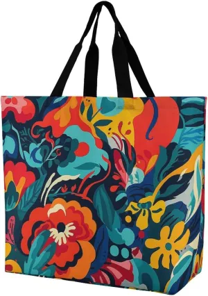 Usa Flag Beach Bag Reusable Tote Bag Foldable Grocery Bags Women Shopping Bags for Daily Essentials