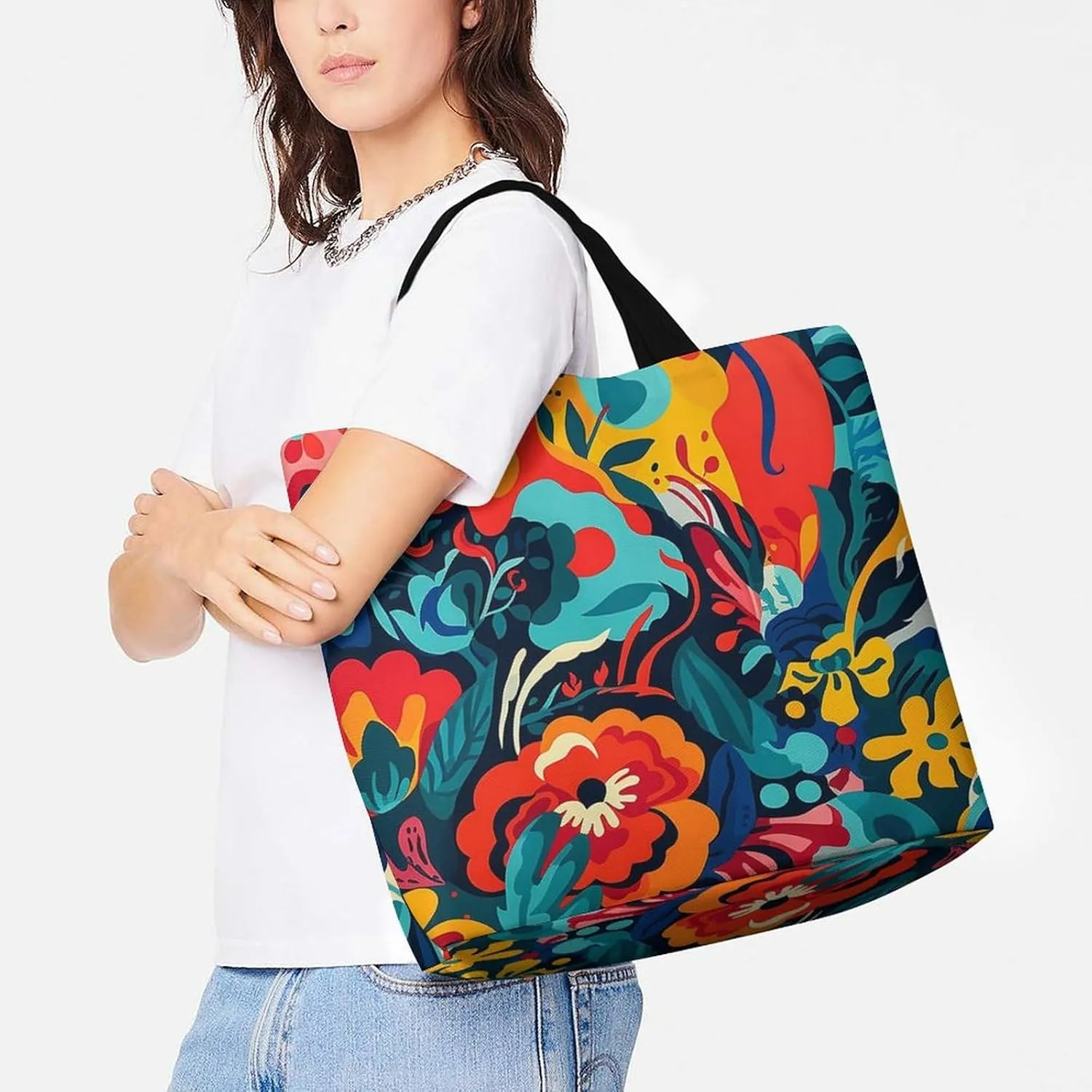 Usa Flag Beach Bag Reusable Tote Bag Foldable Grocery Bags Women Shopping Bags for Daily Essentials