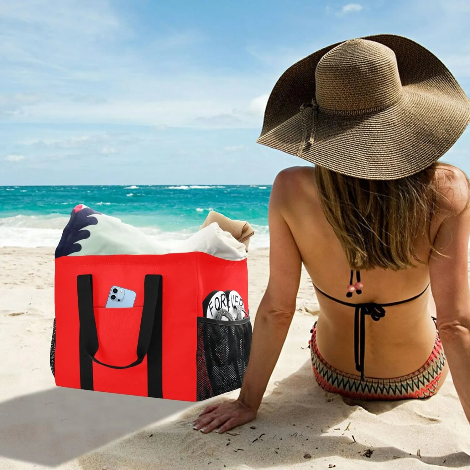Utility Bag Foldable Beach Bag Waterproof with Handles Car Tote