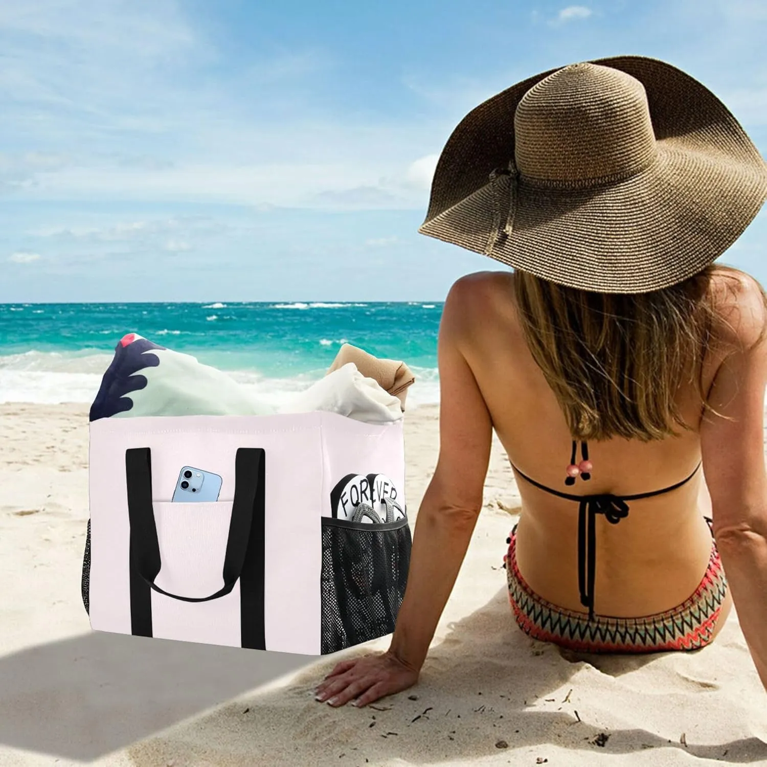 Utility Bags And Totes Collapsable Beach Tote Sandproof with Handles Laundry Bag Tote