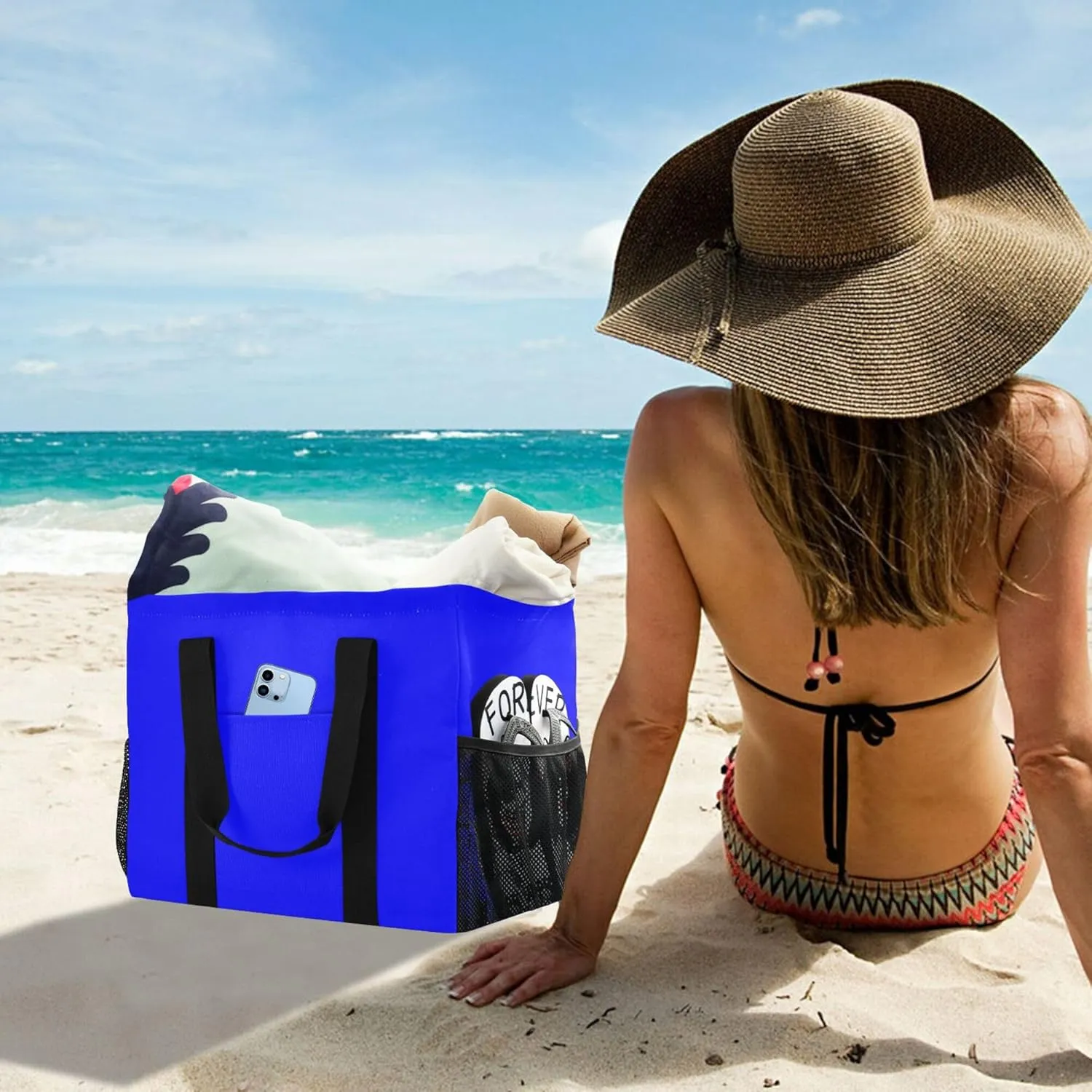 Utility Bags And Totes Collapsable Beach Tote Sandproof with Handles Laundry Bag Tote