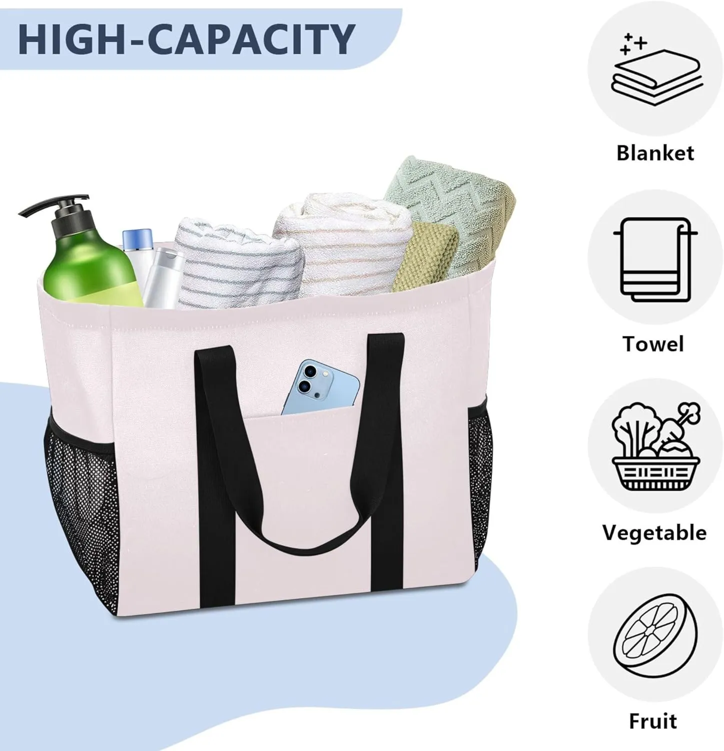 Utility Bags And Totes Collapsable Beach Tote Sandproof with Handles Laundry Bag Tote