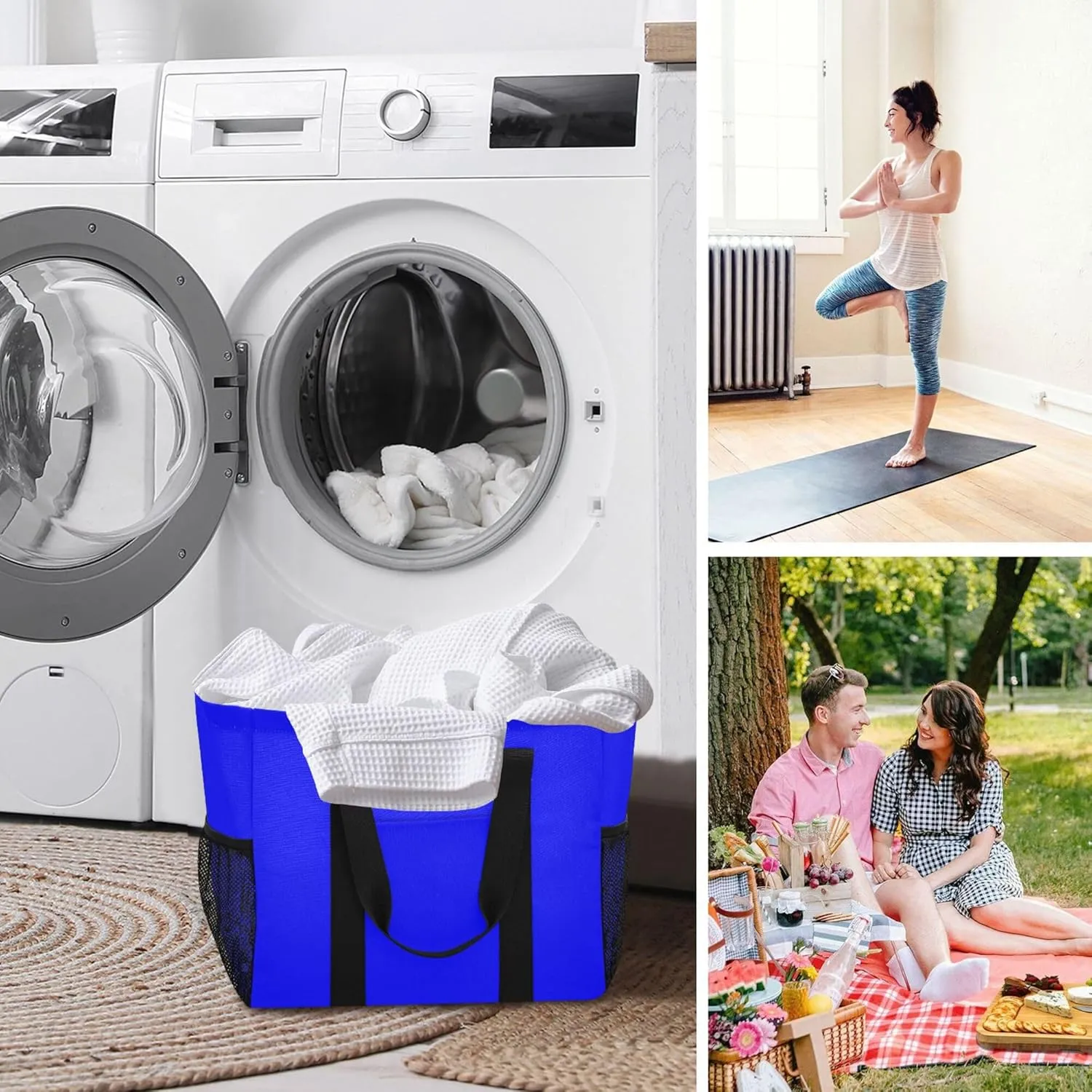 Utility Bags And Totes Collapsable Beach Tote Sandproof with Handles Laundry Bag Tote
