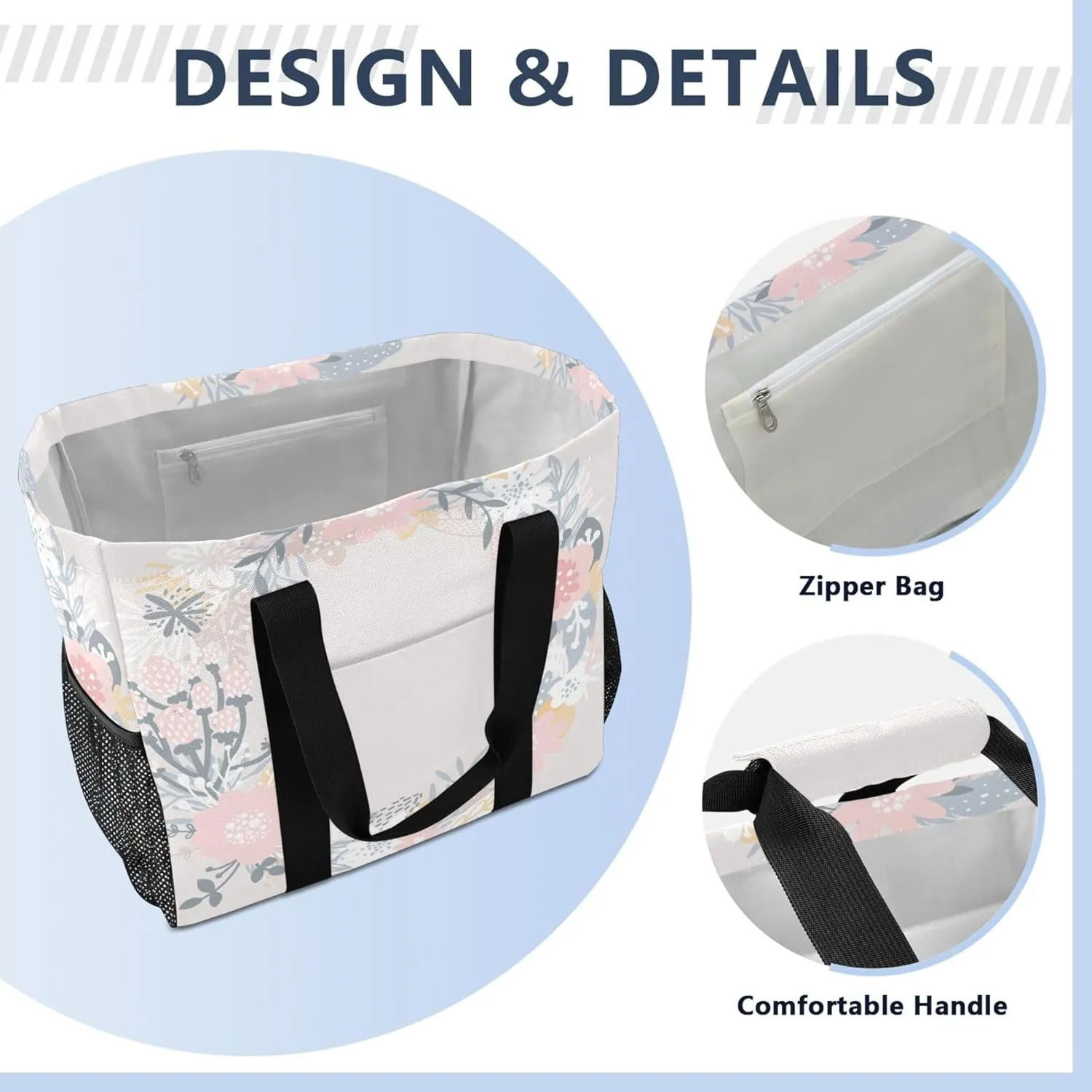 Utility Totes Foldable Beach Bag Sandproof with Handles Laundry Bag Travel