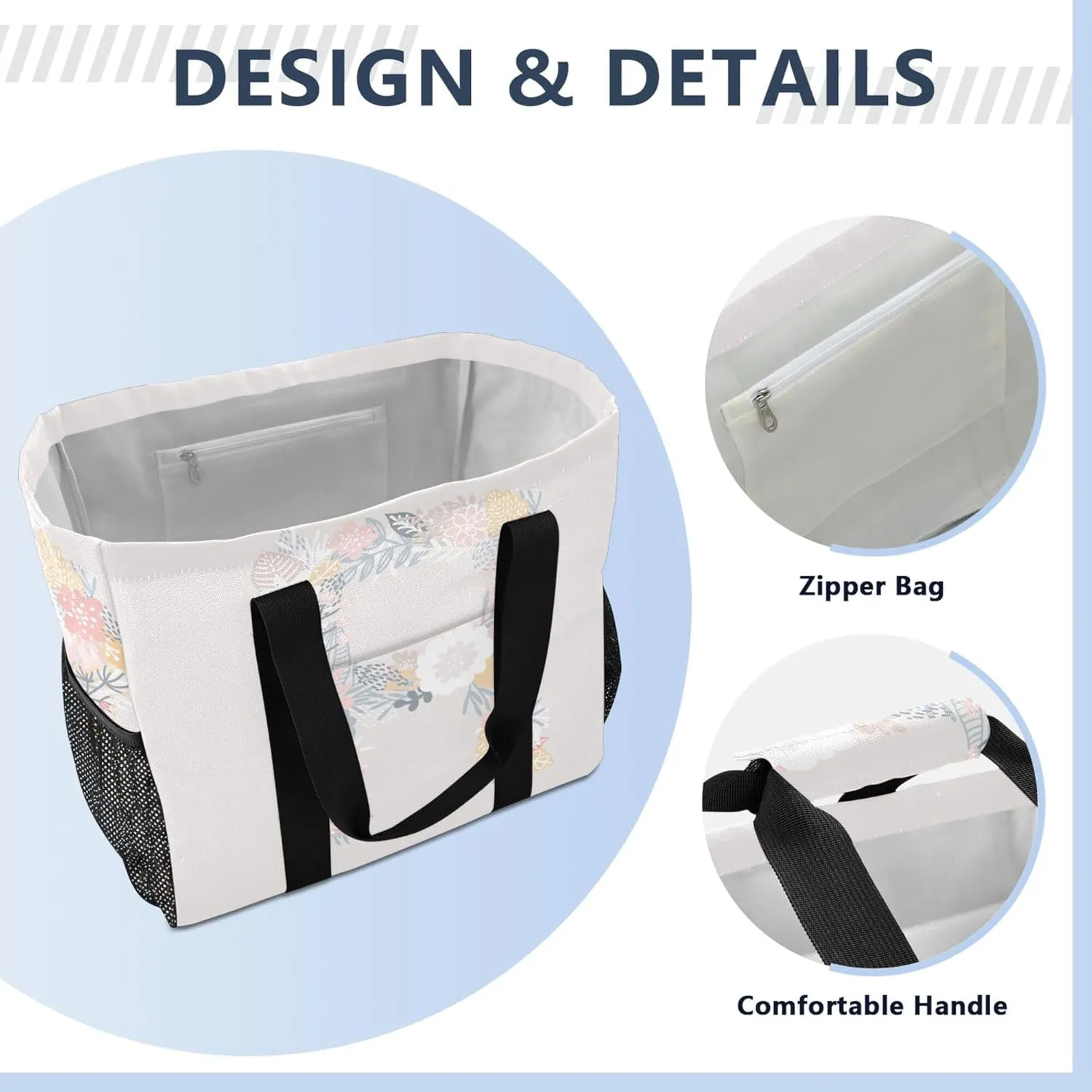 Utility Totes Foldable Beach Bag Sandproof with Handles Laundry Bag Travel