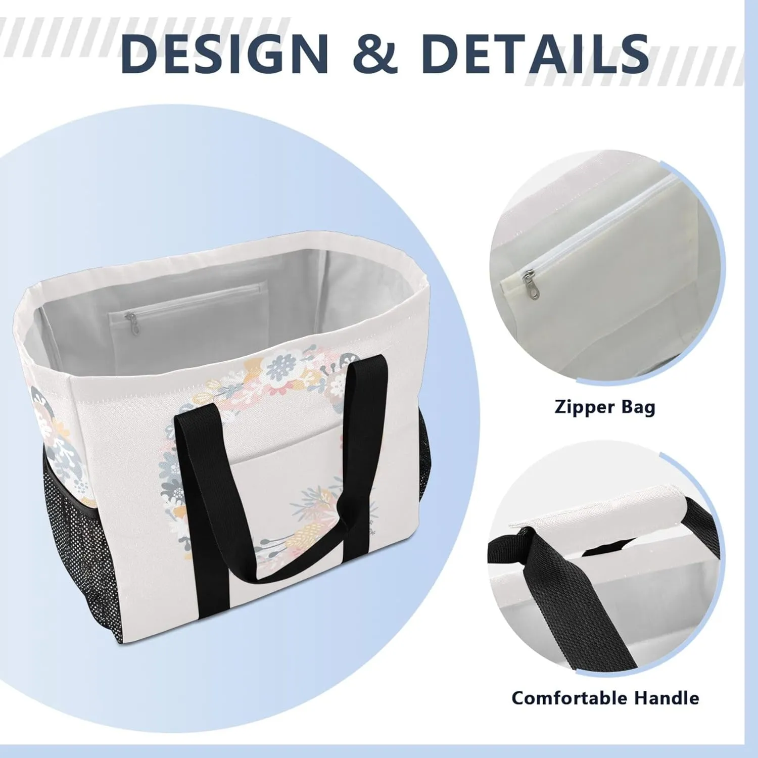 Utility Totes Foldable Beach Bag Sandproof with Handles Laundry Bag Travel