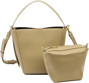 Vegan Leather Bucket Crossbody Bags for Women Small Shoulder Tote Purses Handbags Ladies Vintage Satchels 2pcs