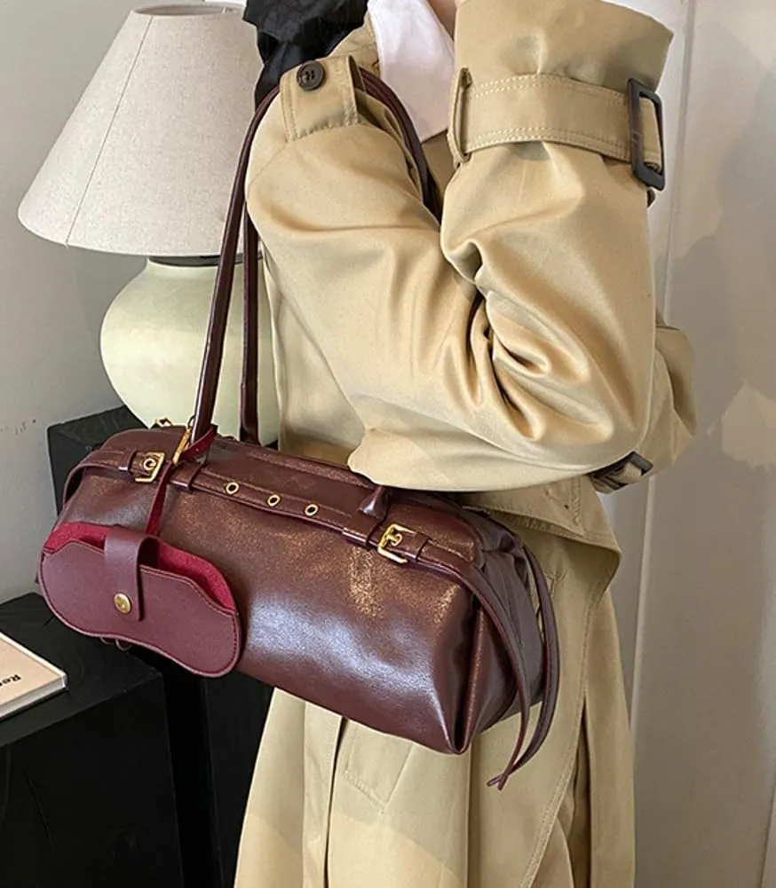 Vegan Leather Shoulder Bag for Women Top Handle Handbag Y2K Punk Large Tote Purse Trendy Underarm Satchels