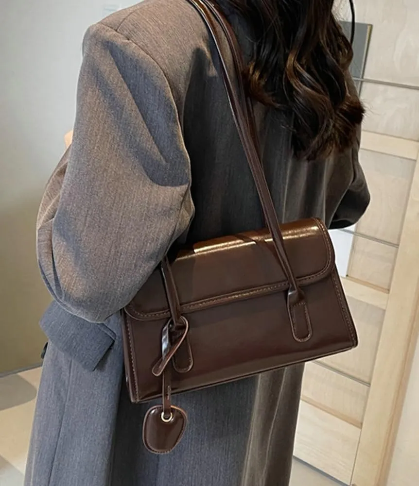 Vegan Leather Shoulder Bag for Women Trendy Y2k Tote Purses Small Handbags Ladies Top Handle Satchels