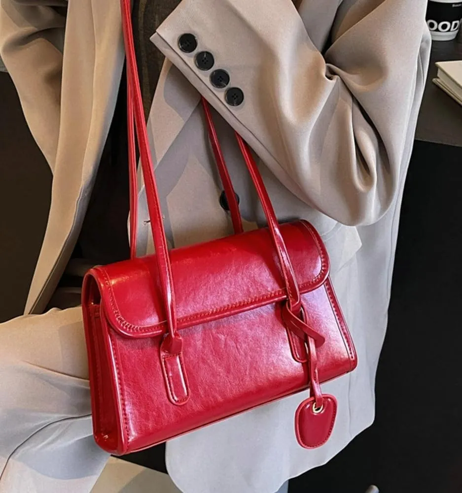 Vegan Leather Shoulder Bag for Women Trendy Y2k Tote Purses Small Handbags Ladies Top Handle Satchels