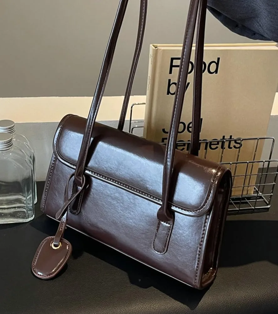 Vegan Leather Shoulder Bag for Women Trendy Y2k Tote Purses Small Handbags Ladies Top Handle Satchels