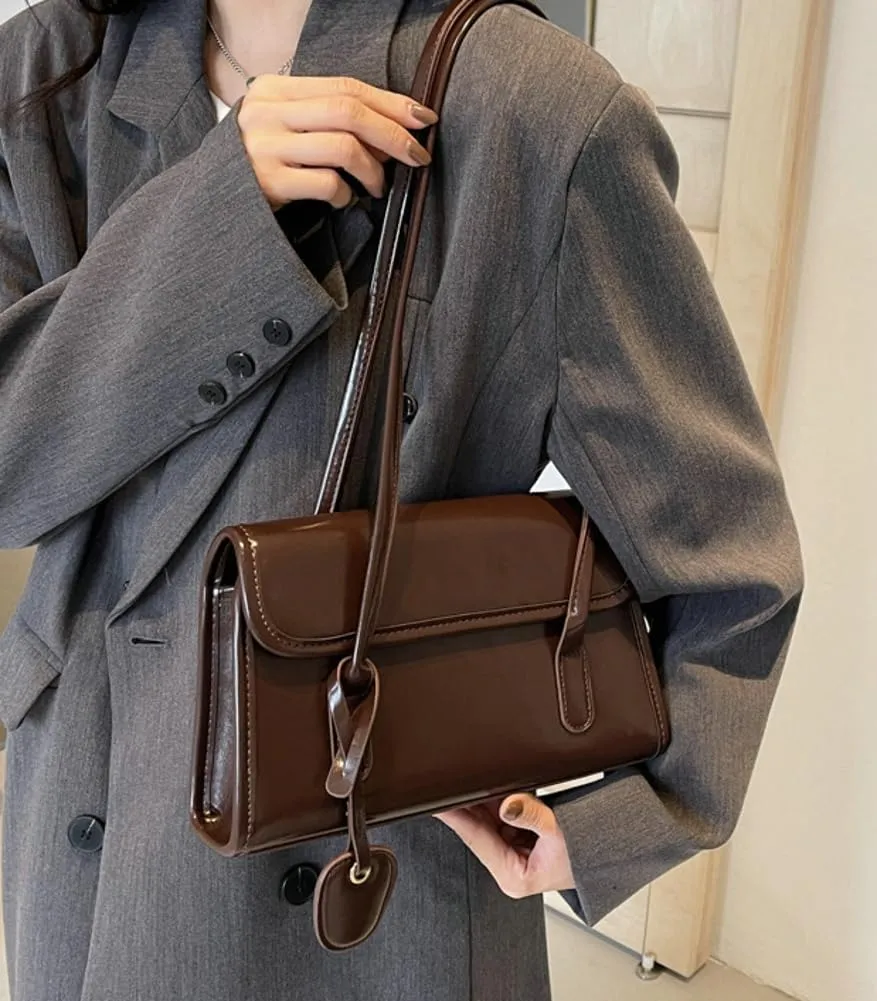 Vegan Leather Shoulder Bag for Women Trendy Y2k Tote Purses Small Handbags Ladies Top Handle Satchels