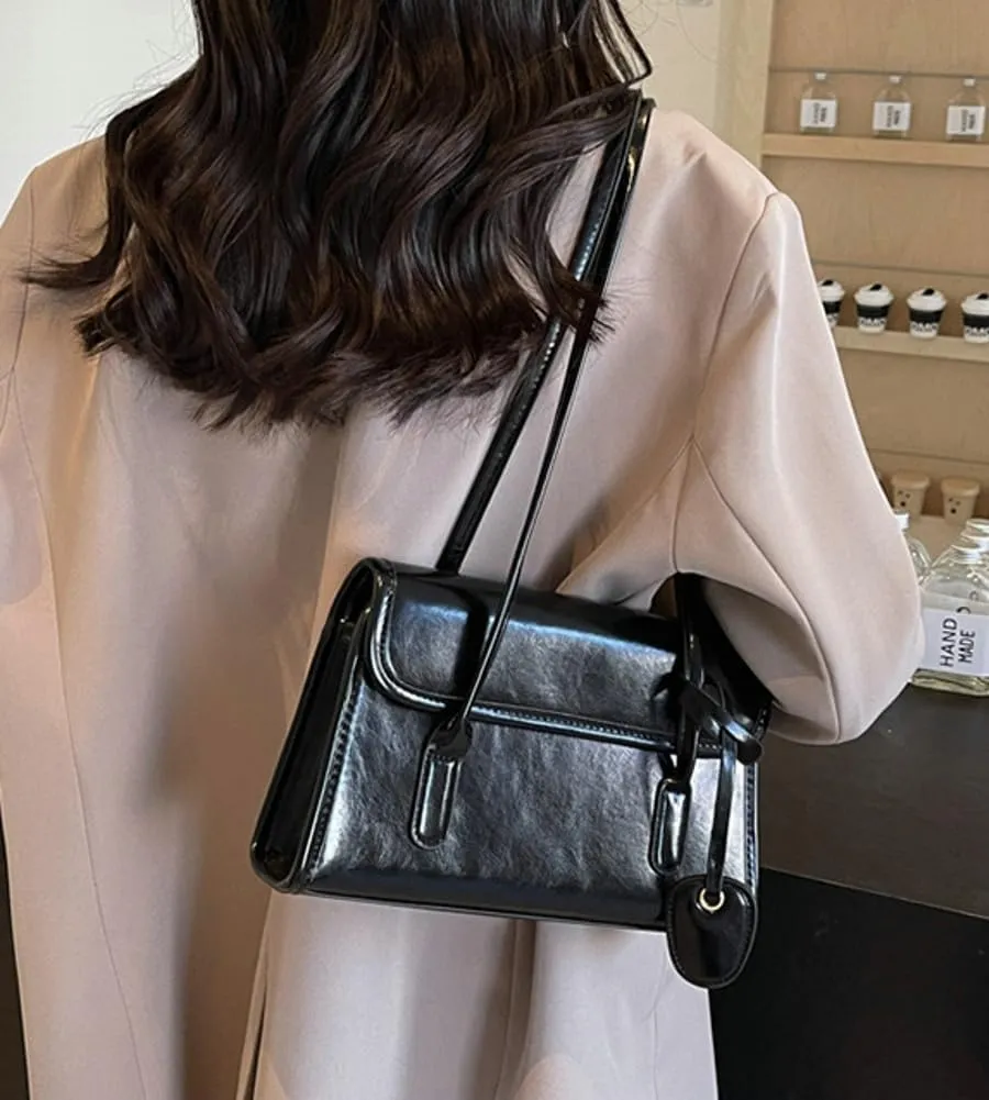 Vegan Leather Shoulder Bag for Women Trendy Y2k Tote Purses Small Handbags Ladies Top Handle Satchels