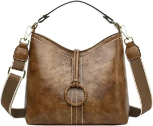 Vintage Bucket Handbags for Women Medium Size Shoulder Crossbody Purses Ladies Working Tote Bag Satchels