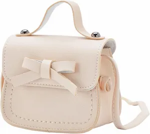 Vintage Handbag Little Girl's Leather Shoulder Bag For Girls One Shoulder Bag Solid Color Mini Bowknot Fashion
