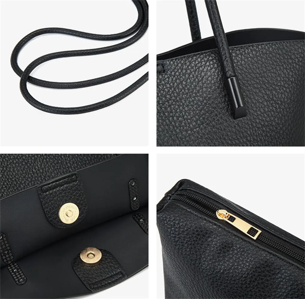 Vintage Shoulder Bag for Women Large Vegan Leather Boho Bucket Tote Purse 2Pcs Handbag Satchels for Casual Outfit