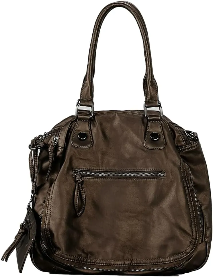 Vintage Shoulder Bag for Women Soft Vegan Leather Handbag Y2k Large Crossbody Tote Purse Multi Pocket Satchels