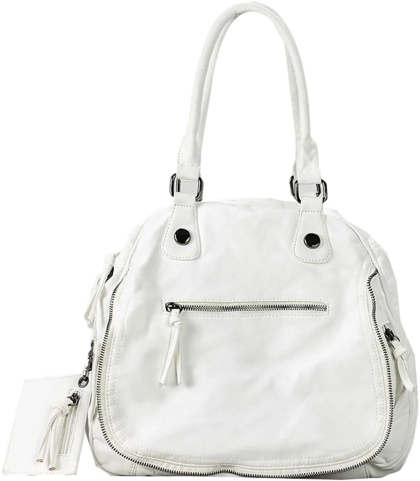 Vintage Shoulder Bag for Women Soft Vegan Leather Handbag Y2k Large Crossbody Tote Purse Multi Pocket Satchels