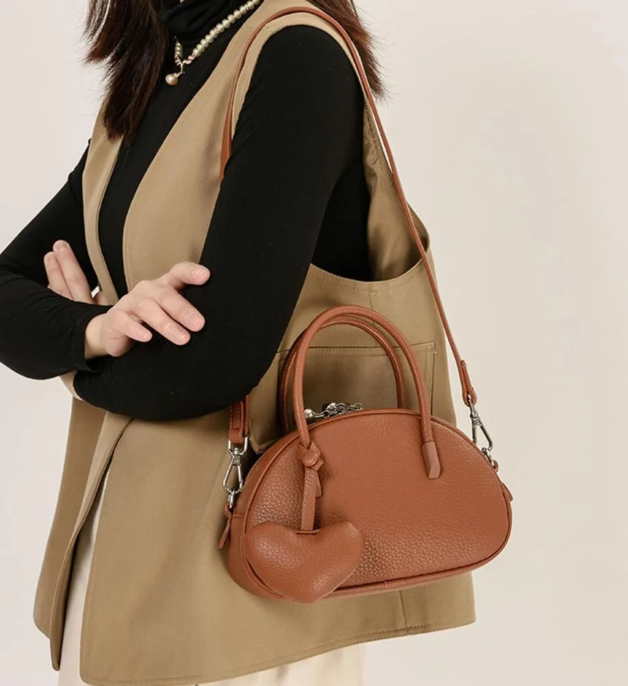 Vintage Small Crossbody Purse for Women Soft Vegan Leather Shoulder Tote Bag Cute Shell Handbags Clutch Satchels