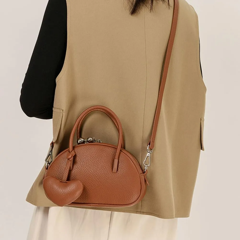 Vintage Small Crossbody Purse for Women Soft Vegan Leather Shoulder Tote Bag Cute Shell Handbags Clutch Satchels