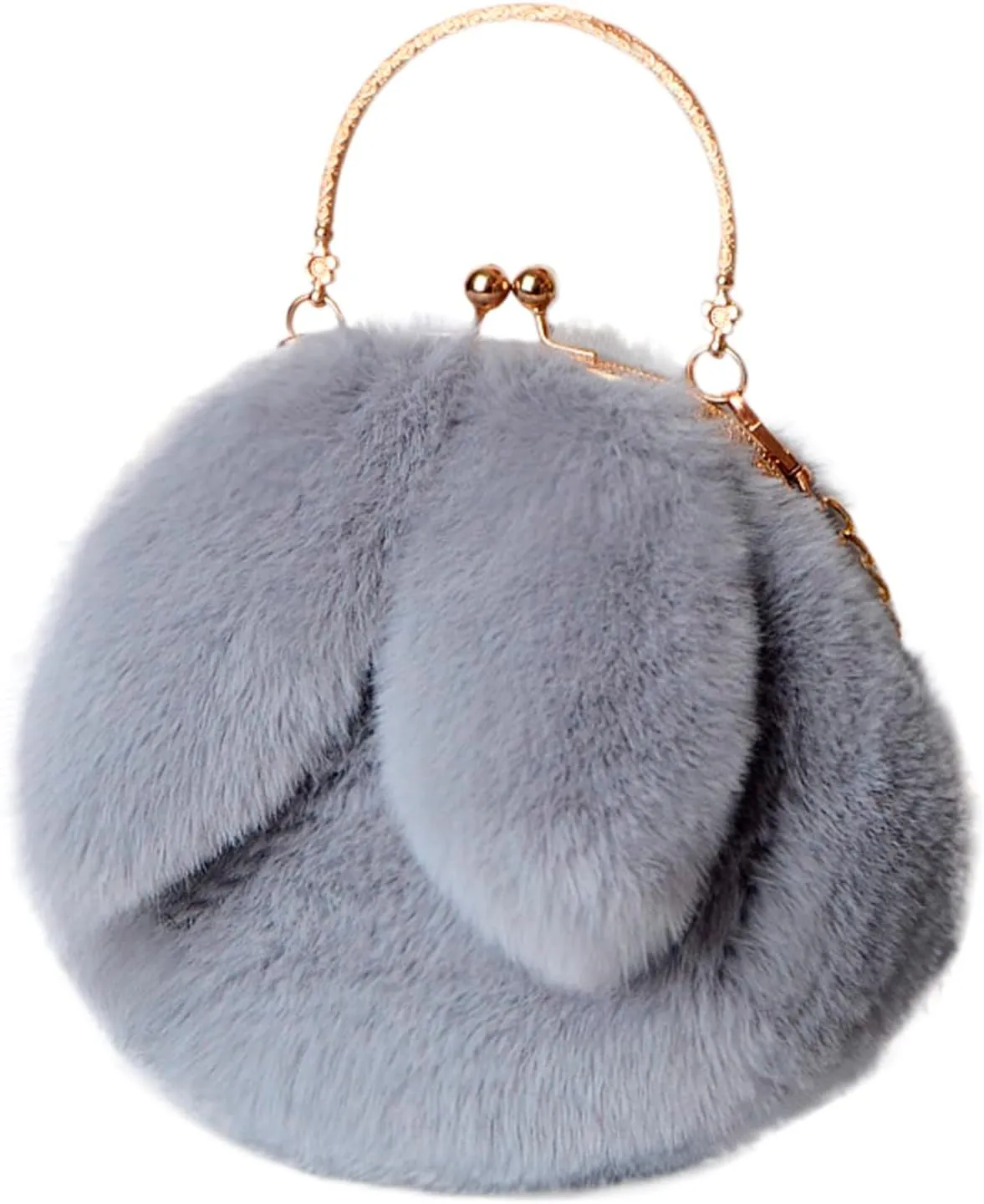 Wallet Purse for Women Outdoor Cute Ladies Shoulder Bag Casual Shopping Messenger Bag Round Cat Ear Plush Handbag