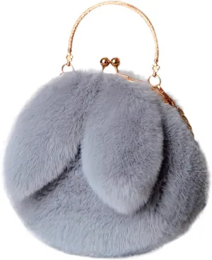 Wallet Purse for Women Outdoor Cute Ladies Shoulder Bag Casual Shopping Messenger Bag Round Cat Ear Plush Handbag