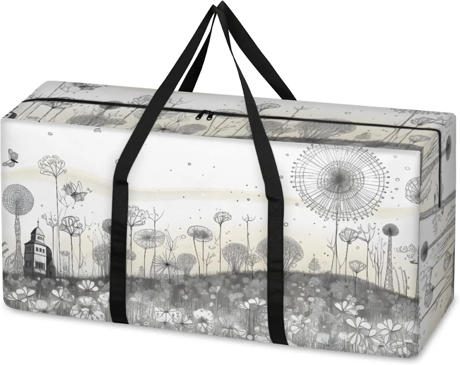 Watercolor Dandelion Extra Large Moving Bags Heavy Duty Storage Bags Abstract Dandelion Cloth Wrap Around Handles Double Zipper Reusable Convenient Foldable Storage Tote for Travel Camping Space Save