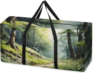 Watercolor Forest Extra Large Moving Bags Heavy Duty Storage Bags Autumn Forest Cloth Wrap Around Handles Double Zipper Reusable Convenient Foldable Storage Tote for Travel Camping Space Save
