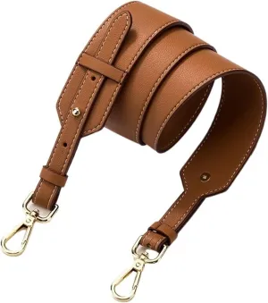 Wide Shoulder Strap Leather Wide Bag Cross Pattern Adjustable Shoulder Cross-Body Leather Shoulder Strap Handbag Accessories Suitable for Crossbody Bag Handbag Shoulder Bag(Brown Gold Hook)