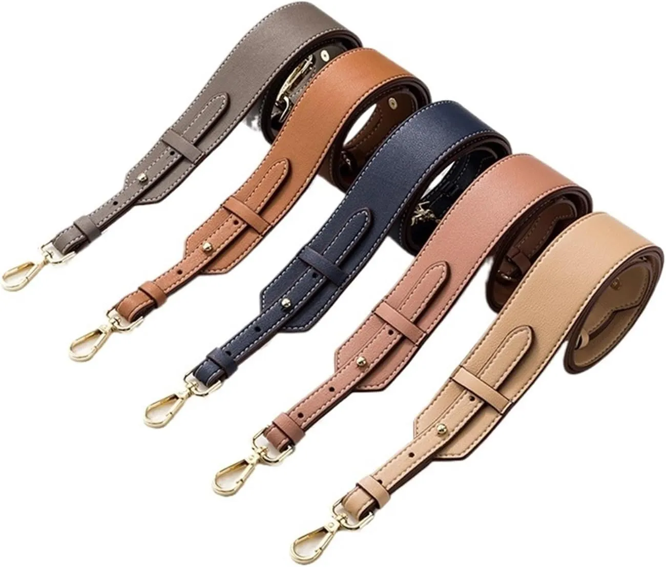 Wide Shoulder Strap Leather Wide Bag Cross Pattern Adjustable Shoulder Cross-Body Leather Shoulder Strap Handbag Accessories Suitable for Crossbody Bag Handbag Shoulder Bag(Brown Gold Hook)