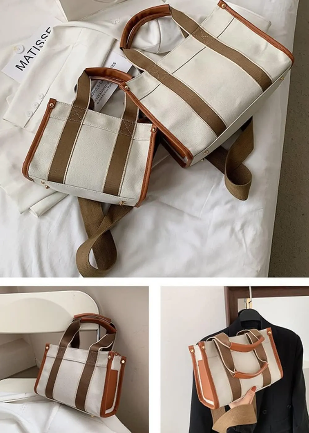 Women Canvas Tote Bag Shopping Bags Bucket Bag Shoulder Bags Crossbody Bags